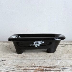 Vintage Bell Ceramic Clawfoot Bathtub Soap Dish Floral Trinket Tray